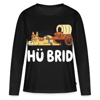 Hü-Brid Lustiges Hybrid Pferd Wortspiel - Frauen Premium Bio Langarmshirt - Schwarz - Vorne - Julia (174cm)