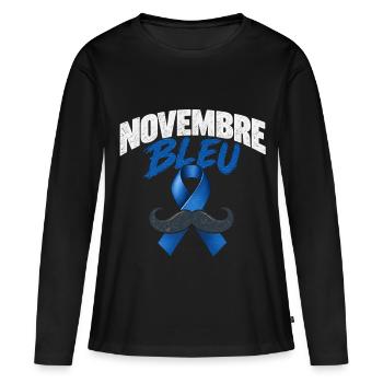 November Blauer Schnurrbart - Frauen Premium Bio Langarmshirt - Schwarz - Vorne - Julia (174cm)
