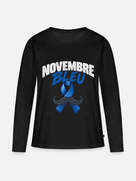 November Blauer Schnurrbart - Frauen Premium Bio Langarmshirt - Schwarz