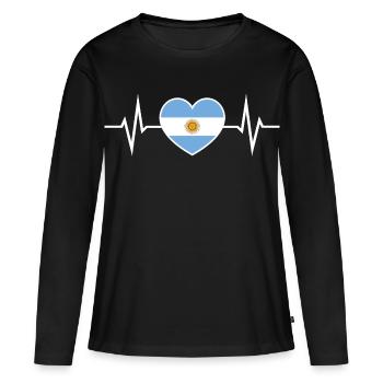 ECG du battement cardiaque argentin Cher fan argentin - T-shirt manches longues Premium bio Femme - noir - Devant - Julia (174cm)
