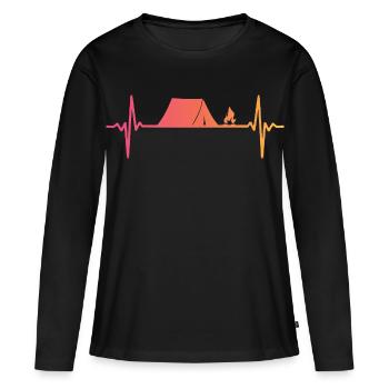 camping tente Sunset battement de coeur tente - T-shirt manches longues Premium bio Femme - noir - Devant - Julia (174cm)