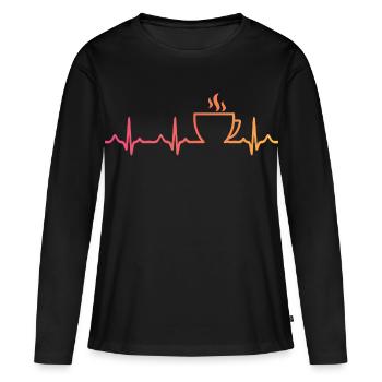 Sonnenuntergangskaffee, Herzschlag, Kaffee - Frauen Premium Bio Langarmshirt - Schwarz - Vorne - Julia (174cm)