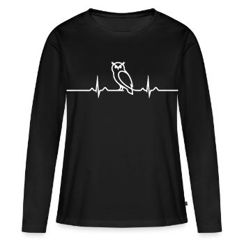 Ligne Cœur de Hibou - T-shirt manches longues Premium bio Femme - noir - Devant - Julia (174cm)