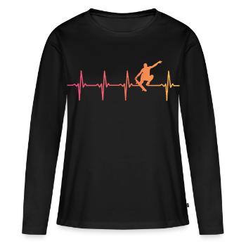 Skater Skater Sunset Heartbeat skateboard - Women's Premium Organic Long Sleeve Shirt - black - Front - Julia (174cm)