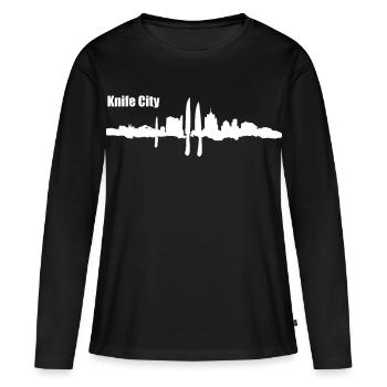 Ville de Messer - T-shirt manches longues Premium bio Femme - noir - Devant - Julia (174cm)