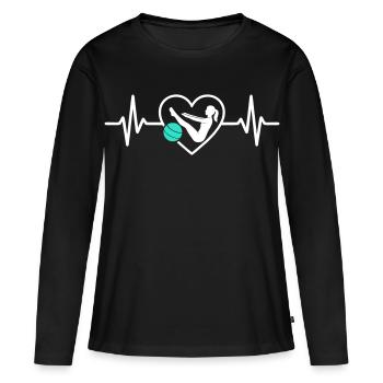 Pilates Heart Women Silhouette Fitness Softness - Women's Premium Organic Long Sleeve Shirt - black - Front - Julia (174cm)