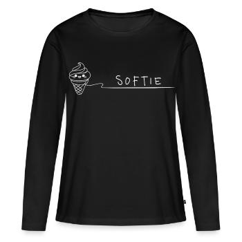Softie. Softeis Liebe Minimal Oneline - T-shirt manches longues Premium bio Femme - noir - Devant - Julia (174cm)