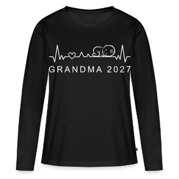 Grandma 2027 Baby Heartbeat Pregnancy Announcement - Women's Premium Organic Long Sleeve Shirt - black - Front - Julia (174cm)