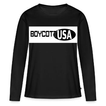 Boycott USA - T-shirt manches longues Premium bio Femme - noir - Devant - Julia (174cm)