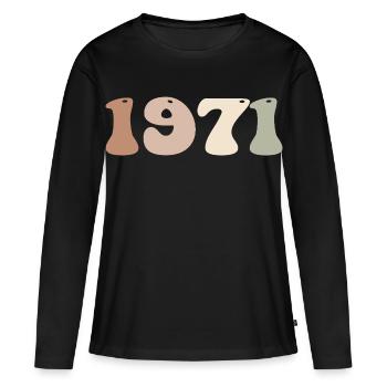 1971 - Women's Premium Organic Long Sleeve Shirt - black - Front - Julia (174cm)