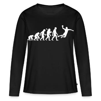Évolution du handball pour les joueurs masculins et garçons - T-shirt manches longues Premium bio Femme - noir - Devant - Julia (174cm)