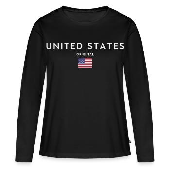 Drapeau des États-Unis - T-shirt manches longues Premium bio Femme - noir - Devant - Julia (174cm)