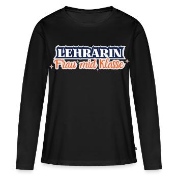 Lehrarin - Frau mid Klasse, Lehrerin - Frauen Premium Bio Langarmshirt - Schwarz - Vorne - Julia (174cm)