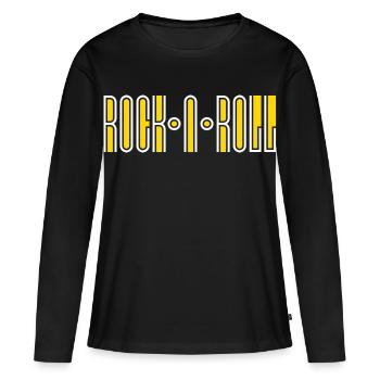 Logo de typographie personnalisée Rock’N’Roll - T-shirt manches longues Premium bio Femme - noir - Devant - Julia (174cm)