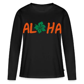 Hawaii - Frauen Premium Bio Langarmshirt - Schwarz - Vorne - Julia (174cm)