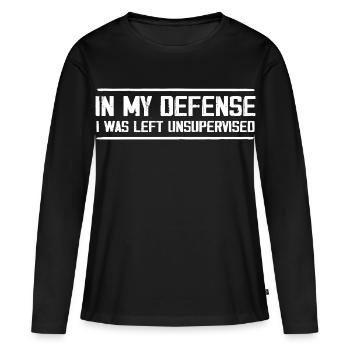 Pour Ma Défense On M'a Laissé Sans Surveillance - T-shirt manches longues Premium bio Femme - noir - Devant - Julia (174cm)