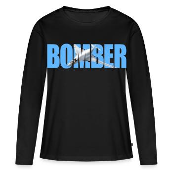 Blouson aviateur Tu-160 - T-shirt manches longues Premium bio Femme - noir - Devant - Julia (174cm)