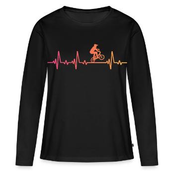 BMX Bike Sunset BMX Rider's Heartbeat - Frauen Premium Bio Langarmshirt - Schwarz - Vorne - Julia (174cm)