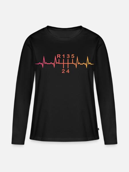 5-Gang-Schaltgetriebe Sunset Heartbeat - Frauen Premium Bio Langarmshirt - Schwarz