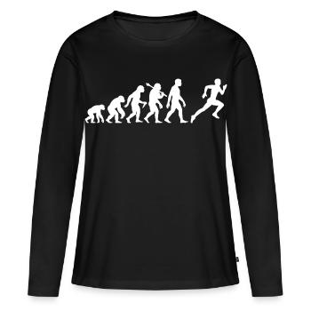 Jogger Evolution pour coureurs - T-shirt manches longues Premium bio Femme - noir - Devant - Julia (174cm)