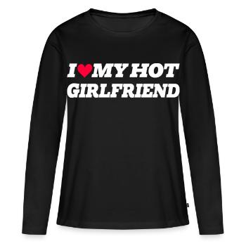 J'aime ma copine sexy - T-shirt manches longues Premium bio Femme - noir - Devant - Julia (174cm)