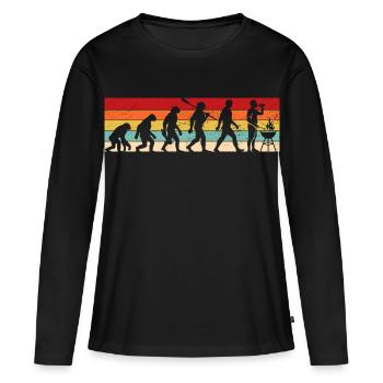 Vintage Evolution - Grillades - Maître du gril - T-shirt manches longues Premium bio Femme - noir - Devant - Julia (174cm)