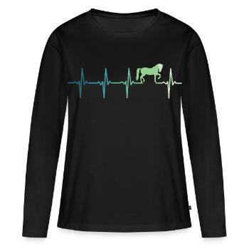 cheval battement de coeur équitation dressage - T-shirt manches longues Premium bio Femme - noir - Devant - Julia (174cm)