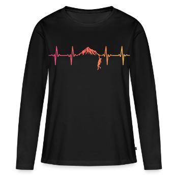 Kletternder Sunset Heartbeat Climber - Frauen Premium Bio Langarmshirt - Schwarz - Vorne - Julia (174cm)