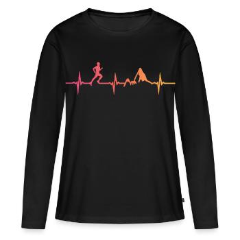 Trail running sunset heartbeat - Women's Premium Organic Long Sleeve Shirt - black - Front - Julia (174cm)