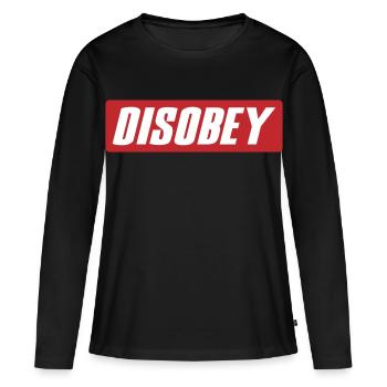 Désobéir Couleurs modifiables - T-shirt manches longues Premium bio Femme - noir - Devant - Julia (174cm)