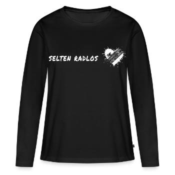 selten radlos fahrrad spruch geschenk reifenspur - Frauen Premium Bio Langarmshirt - Schwarz - Vorne - Julia (174cm)