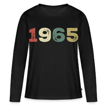 1965 Né en 1965 - T-shirt manches longues Premium bio Femme - noir - Devant - Julia (174cm)