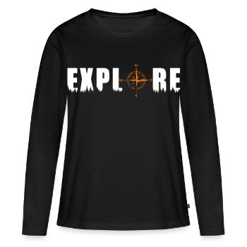 Explore Motiv mit einem Kompass - Frauen Premium Bio Langarmshirt - Schwarz - Vorne - Julia (174cm)