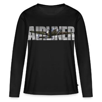 Avions Beechcraft - T-shirt manches longues Premium bio Femme - noir - Devant - Julia (174cm)