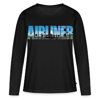 Avion Jumbo Jet - T-shirt manches longues Premium bio Femme - noir - Devant - Julia (174cm)