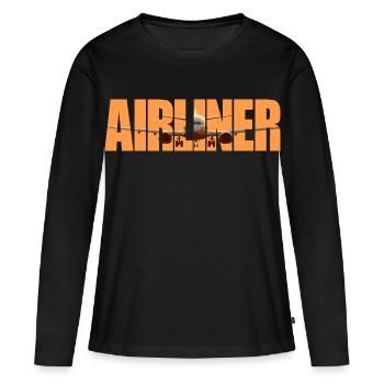 Avion de ligne B 737 - T-shirt manches longues Premium bio Femme - noir - Devant - Julia (174cm)