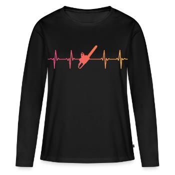 Lumberjack Sunset Heartbeat Chainsaw - Women's Premium Organic Long Sleeve Shirt - black - Front - Julia (174cm)