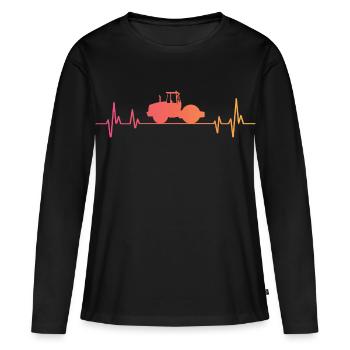  Rouleau compacteur sunset construction - chantier - T-shirt manches longues Premium bio Femme - noir - Devant - Julia (174cm)