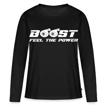 Boost Turbo - T-shirt manches longues Premium bio Femme - noir - Devant - Julia (174cm)
