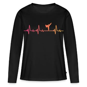 Taekwondo Sonnenuntergang Taekwondo Herzschlag - Frauen Premium Bio Langarmshirt - Schwarz - Vorne - Julia (174cm)