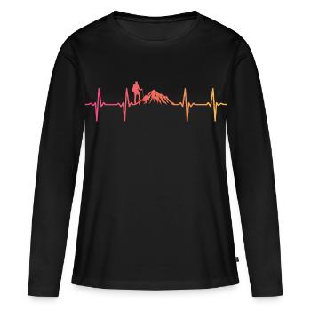 Sunset Heartbeat Mountain Hike - Women's Premium Organic Long Sleeve Shirt - black - Front - Julia (174cm)