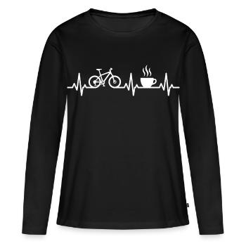 Cycling and Coffee Bicycle Heartbeat Road Bike - Women's Premium Organic Long Sleeve Shirt - black - Front - Julia (174cm)