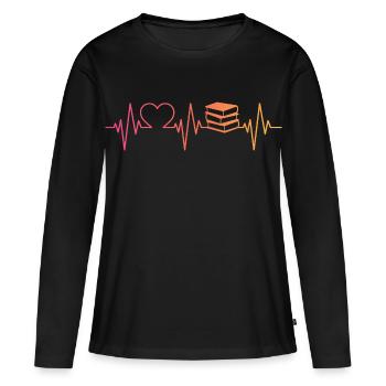 Buch Sonnenuntergang liest betrunkenen Herzschlag - Frauen Premium Bio Langarmshirt - Schwarz - Vorne - Julia (174cm)