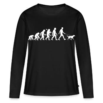 L’homme avec l’évolution du chien marche pour les hommes - T-shirt manches longues Premium bio Femme - noir - Devant - Julia (174cm)