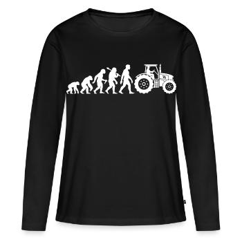 Tracteur Tracteur Évolution Fermier Fermier Rétro - T-shirt manches longues Premium bio Femme - noir - Devant - Julia (174cm)