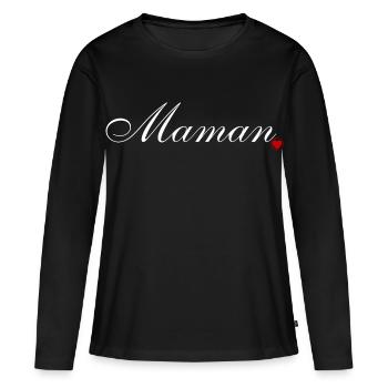 Maman et coeur. Amour pour maman - T-shirt manches longues Premium bio Femme - noir - Devant - Julia (174cm)