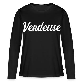 Meilleure Vendeuse Commerce Détail Magasin Pro - T-shirt manches longues Premium bio Femme - noir - Devant - Julia (174cm)
