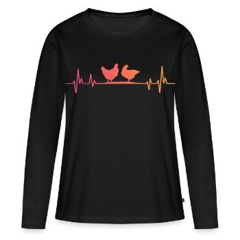 Hen Sunset Heartbeat Hens - Women's Premium Organic Long Sleeve Shirt - black - Front - Julia (174cm)