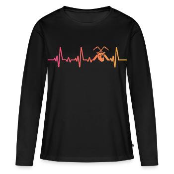 soudeur sunset battements de cœur soudage - T-shirt manches longues Premium bio Femme - noir - Devant - Julia (174cm)