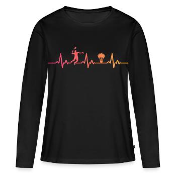 Badminton Sunset battement de coeur badminton - T-shirt manches longues Premium bio Femme - noir - Devant - Julia (174cm)